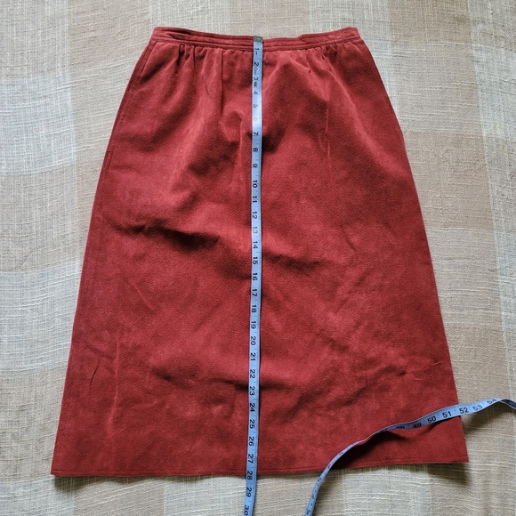 True Vintage Western Mobwife Coastal Cowgirl Poetcore Red Leather Midi Skirt - Picture 7 of 10